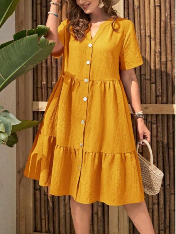 Plus Size Solid Color Vacation And Casual Dress